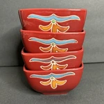 4 Better Homes & Gardens Medallion Fruit Dessert Bowls 1/2" Red Floral. Fixed Price $19.98.