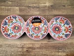 Il Mulino Red Spanish Mosaic Melamine Triple Condiment Snack Bowls Server. Fixed Price $19.00.