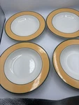 Pagnossin Treviso Ironstone Soup Bowls Italy Set Of 4 2 Spa Yellow Green Rim. Fixed Price $24.99.