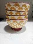 The Pioneer Woman Flea Market Yellow Red Footed Cereal Salad Bowl 6 In Set Of 4. Fixed Price $25.50.