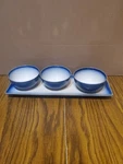 Sonoma Life + Style Ivory Coast 3 Rice Bowl W/ Serving Tray Blue/white Ceramic. Fixed Price $55.00.