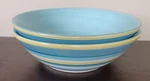 Martha Stewart Mse Striped 7 1/4" Cereal Bowls Blue/white/yellow Lot Of 2. Fixed Price $19.99.