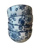 4PC Godinger English Garden Porcelain Salad Bowls 6IN Blue & White Floral. Fixed Price $59.00.