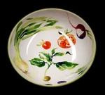 Various Vegetables By Crate & Barrel Large Pasta Salad Bowl 11 3/4". Fixed Price $50.00.