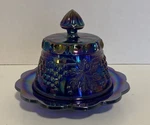 Mosser Glass Grape And Cable Amethyst Carnival Butter Dish Beautiful!. Fixed Price $38.99.