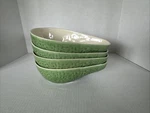 Set Of 4 Bordallo Pinheiro Pottery Avocado Bowls Made Portugal, 5 1/2" Long. Fixed Price $50.00.