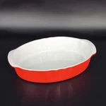 Cerutil Red Stoneware Casserole Dish Oval 11.75"L W/ Handles Portugal P812. Fixed Price $18.65.