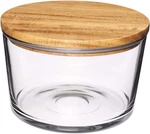 Anchor Hocking Glass Trifle Bowl With Lid, Acacia Wood. Fixed Price $43.97.