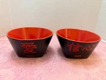 Fisher Stoneware (2) Black And Red Soup/noodle Bowls. Fixed Price $14.00.