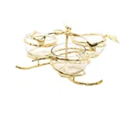 Classic Touch Gold Leaf 3 Bowl Relish Dish With Glass Inserts. Fixed Price $45.00.