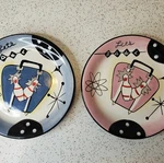 Bowl-o-rama! Stone Lite Clay Art Hand Painted 8.5" Plate Serving Dish Set. Fixed Price $15.00.