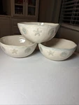 Home Studio Shoreline Set Of 3 Soup/cereal Bowls Coastal Beach Shells 6-1/8". Fixed Price $28.00.