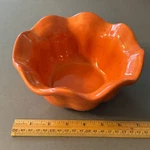 Corsica Home Tabletop Orange Rust Color Ceramic Ruffled Scalloped Edge Bowl. Fixed Price $9.99.