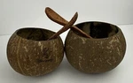 New In Gift Box Coconut Bowls W/spoons For Breakfast Smoothies Set Of 2 Organic. Fixed Price $17.50.