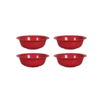 4 Bowls Big Sturdy Red Plastic Cereal 6.5" Wide With Lip. Fixed Price $12.85.