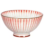 Set Of 2 Japanese Rice Soup Bowls 4.5"D Porcelain Red Nami Tokusa Made. Fixed Price $16.95.