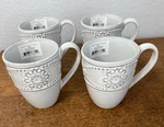 Set 4 Cream & Gray Lenox French Carved Square Coffee/tea Mugs New With Tags. Fixed Price $28.00.