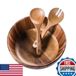 Bill.f Wooden Salad 12'' Acacia Set Large Mixing Bowls With Servers 3. Fixed Price $91.38.