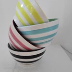 Thirty One Get The Scoop Striped Ceramic Bowls / Set Of 4 New No Box. Fixed Price $24.99.