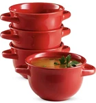 Kook Ceramic Soup Bowls Crocs With Handles - Set Of 4 Cherry Red 18 Oz. Fixed Price $30.39.