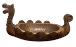 Vintage Swedish Scandinavian Hand-carved Wood Viking Ship Bowl Dragon. Fixed Price $149.99.