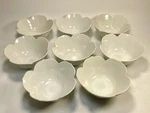 Set Of 8 White Ceramic Flower Petal Scalloped Bowls Fluted Edge 6X3. Fixed Price $33.95.