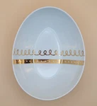Threshold 2016 White Egg Shaped Porcelain Serving Bowl Gold Designs 8.25" 6.5". Fixed Price $11.25.