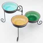 Pier 1 3-TIER Condiment Server Set, Stoneware Dishes With Wrought Iron Stand. Fixed Price $20.00.