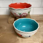 Pioneer Woman Celia Floral Mixing Bowl Set Kindness Love Sentiment Scalloped 2PC. Fixed Price $32.95.