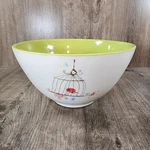 Lollipop Pottery Magenta Lollibird Large 9" Serving Bowl Green Birds Birdcages. Fixed Price $74.66.