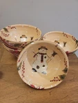 4 Tabletops Lifestyles Snowstorm Snowman Christmas Holiday Bowls Hand Painted. Fixed Price $17.00.
