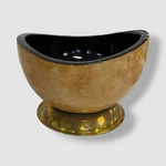 $195 Ladorada Brown Burl Veneer Accent Bowl With Brass Base. Fixed Price $47.09.