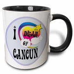 3DROSE Cute Girly Heart Star Clouds Dream Of Cancun Two Tone Mug, 11 Oz, Black. Fixed Price $11.97.