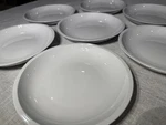 Crate & Barrel Set Orbit White Shallow Soup Cereal Bowls 7.25 Coupe Thin Rim. Fixed Price $47.99.