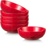 Ceramic Pasta & Soup Bowls, Large Salad - Set Of 6 Red, Fluted Stoneware,. Fixed Price $30.23.
