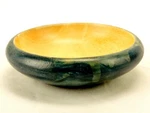 Small Wooden Bowl, Natural Interior, Blue Paint Outer, Trinket Tray, Candy Dish. Fixed Price $14.95.