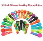 Pack Of Ten (10) 3.4'' Silicone Smoking Hand Pipe With Metal Bowl & Cap Lids. Fixed Price $19.99.