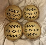 Danica Studio Mango Wood Small 4" Diameter Bowls Yellow With Black Ziggy Lines. Fixed Price $24.99.