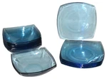 Bormioli Rocco Eclissi Blue 5 Salad Plates 7 3/8" & 6 Soup Bowls Square. Fixed Price $100.00.