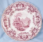 2 Pomerania Soup Bowls Mulberry Transferware Earthenware John Ridgway Is. Fixed Price $44.99.
