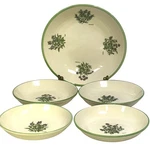 World Market Ceramic Pasta Set-serving BOWL/4 Individual Bowls-herbs Design. Fixed Price $59.50.