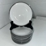 Fukagawa Arita 900P, White Dinnerware With Silver Trim, 12 Dessert Bowls 5.5. Fixed Price $65.00.