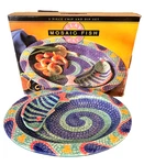 Vtg 90S Clay Mosaic Fish 2PC Chip Dip Platter Set W/box Pastels Retro Party. Fixed Price $34.99.