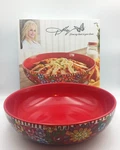 Dolly Parton Large Serving Bowl Red Floral Ceramic 11.625 Inch With Box Clean. Fixed Price $22.49.