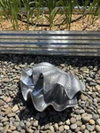 Pair Giant Clam Vtg Polished Aluminum Party Centerpiece Seafood Salad Shell Bowl. Fixed Price $250.00.
