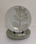 Danica 4 Salad Plates Porcelain Appetizer Dessert Set Green Leaves 8 Inch Round. Fixed Price $24.95.