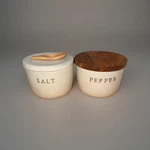 Magnolia Hearth Stoneware Salt & Pepper Cellar Set. Fixed Price $25.00.