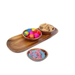 Wrightmart Acacia Wooden Calabash Bowls With Baguette Tray, 4-PIECE Set: Three. Fixed Price $52.38.