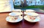 Antique Tirschenreuth Rare Cream Soup Bowls Saucers, Pieces, Old Meissen 3810. Fixed Price $100.00.