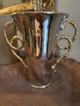 Evoca By L'objet Nickel Plate Vase 24K Gold Bamboo Handles 5.5 X6 Scuffs. Fixed Price $125.00.